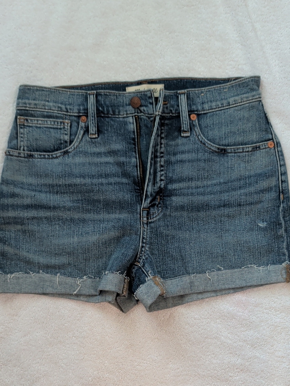 Madewell High-Rise Denim Shorts in Blue Waist 26